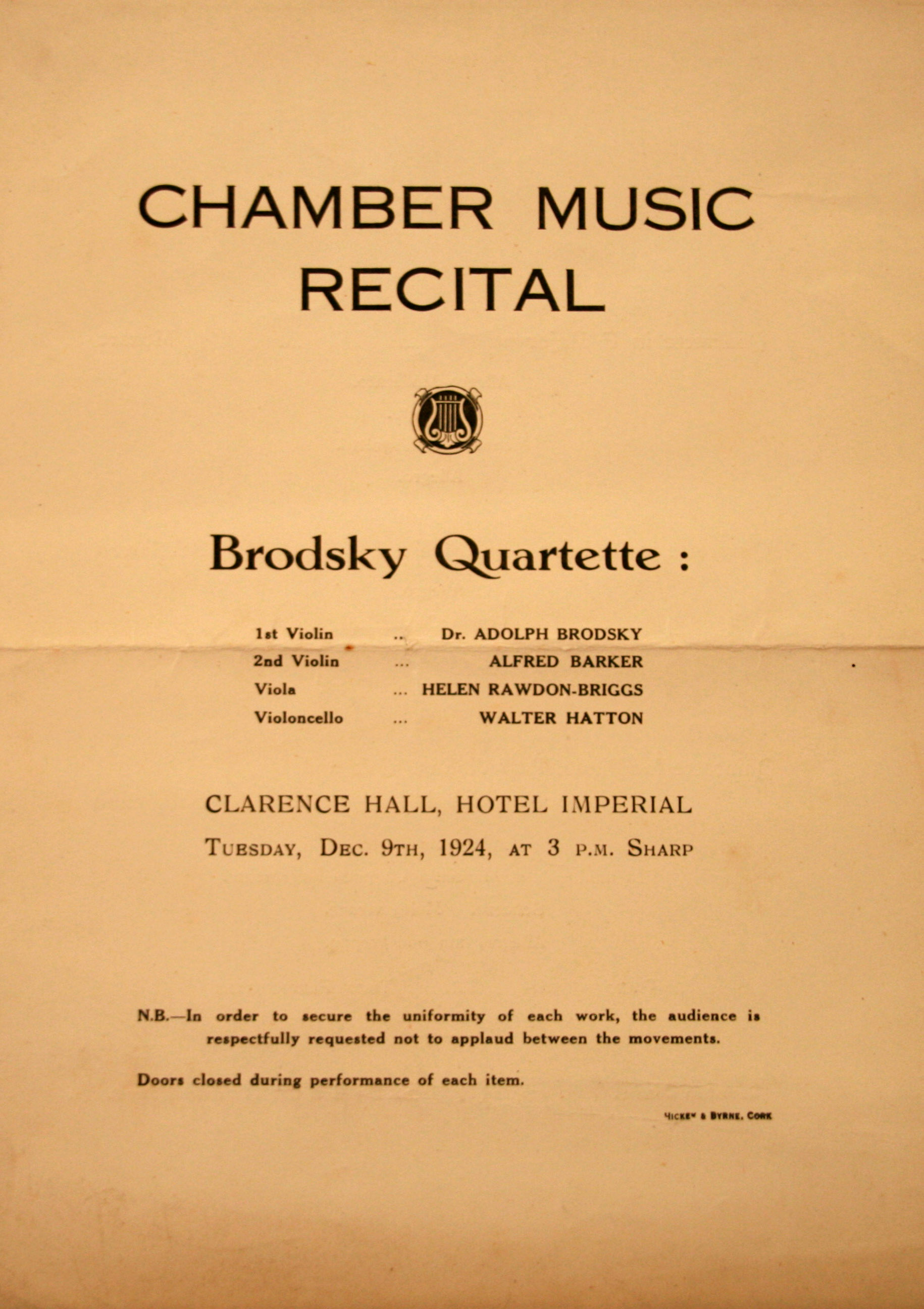 Fleischmann Diaries | Brodsky Quartet 1924
